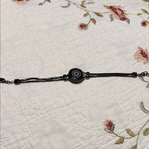 Black Stainless Steel Compass Charm Bracelet - Women